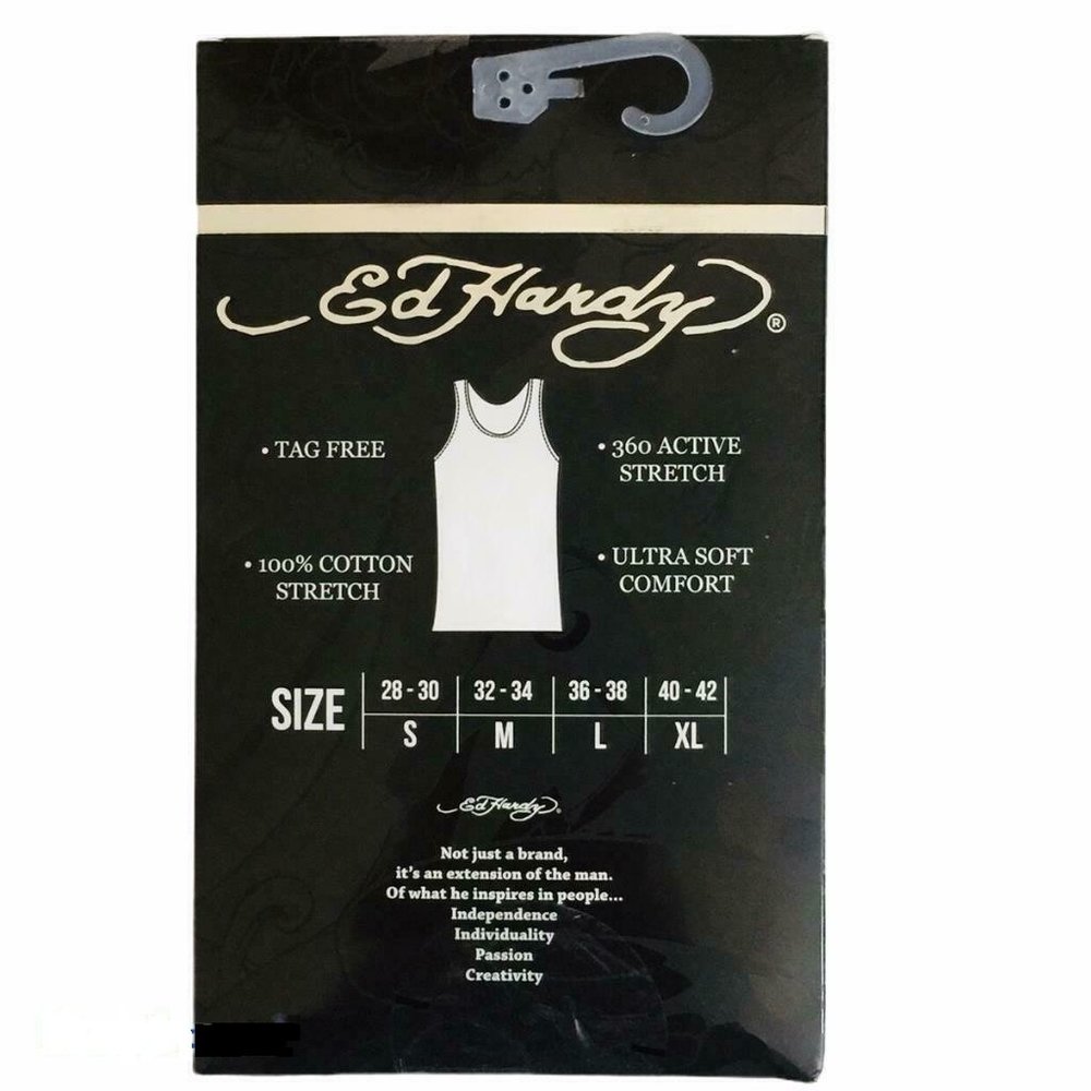 Ed Hardy 4-Pack Cotton Logo Rib Tank Tops - Picture 2 of 3